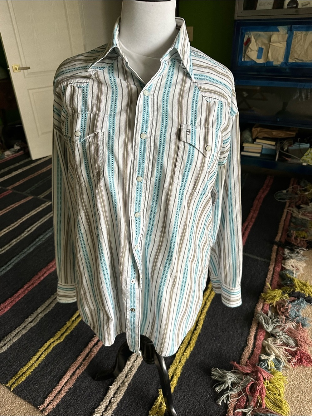 Stetson Striped XL Pearl Snap Western Shirt XL